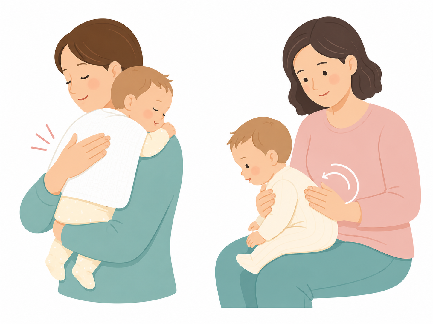Two methods for burping a baby after breastfeeding