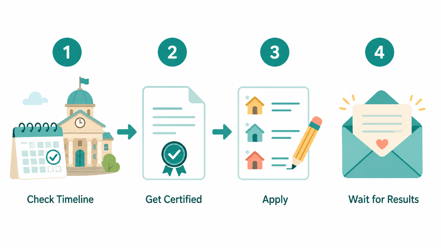 4-step infographic showing how to apply for hoikuen in Japan