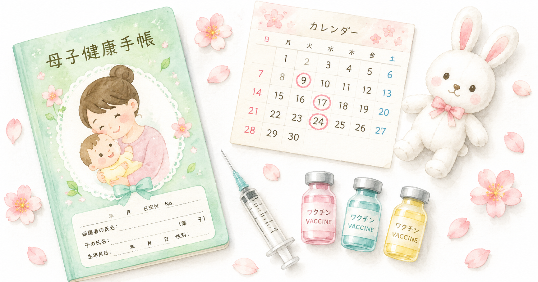 Parent and baby at a vaccination clinic in Japan