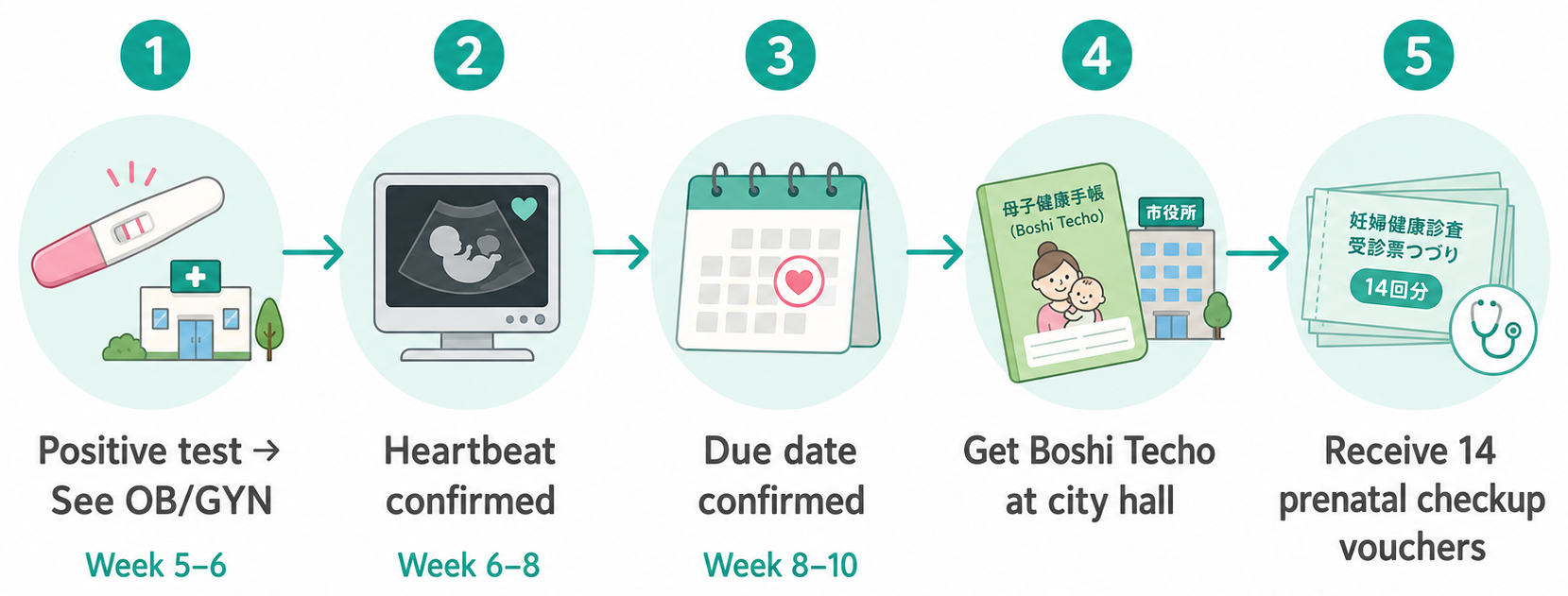 Step-by-step checklist of first actions to take after finding out you are pregnant in Japan